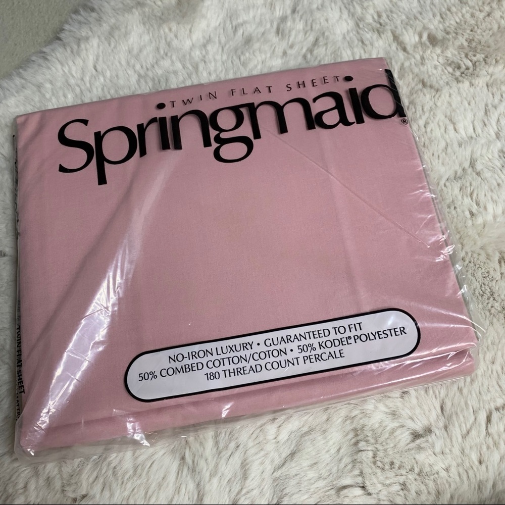 Vtg. Pink Springmaid Flat Sheet Twin Bed Bedding